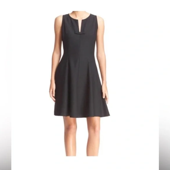 Kate Spade New York Vintage Fit-N-Flare Sleeveless Bow at V Neck Black Dress - Picture 5 of 13